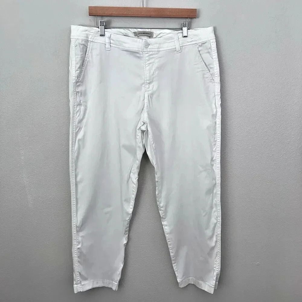 LIVERPOOL | White Slacks Pants Chino Trousers Ankle Cropped‎ | Size 16 / 33